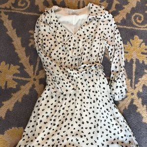 & Other Stories Black and White Floral Wrap Dress